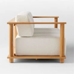 Pinet Teak Outdoor Sofa With Textured Ivory Perennials® Cushions -Home Furnishings Store PinetTeakSofaSDSSS23