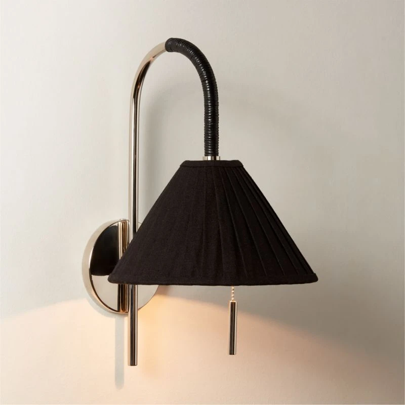 Pogo Polished Nickel And Black Cane Wall Sconce 4 Pogo Polished Nickel And Black Cane Wall Sconce - Image 2