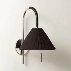Pogo Polished Nickel And Black Cane Wall Sconce