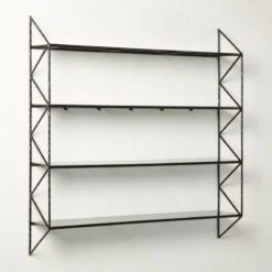 Ponte Black Metal Wall Mount Bookshelf Wide -Home Furnishings Store PonteHmrdRdWideBookcaseAV2SHS22