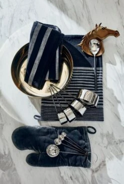 Cafe Organic Cotton Black Striped Dish Towels Set Of 2 -Home Furnishings Store PorterGoldLowServingBowlMR20 1