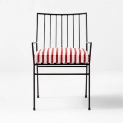 Pavilion Black Outdoor Dining Armchair With Striped Sunbrella ® Cushion Model 6470 Set Of 4 -Home Furnishings Store PvlnBkDnChrWStdChM6470SOSSS22 1