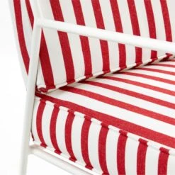 Pavilion Ivory Metal Outdoor Patio Lounge Chair With Striped Cushion Model 6471 -Home Furnishings Store PvlnIvLngChrWSdChM6471AVSSS22