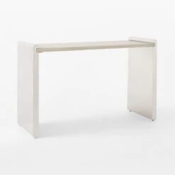 Raggio Stainless Steel Desk With White Wood Top -Home Furnishings Store RaggioPolishedSSDesk3QSSF22