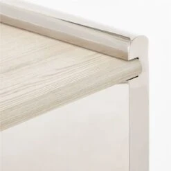 Raggio Stainless Steel Desk With White Wood Top -Home Furnishings Store RaggioPolishedSSDeskAVSSF22