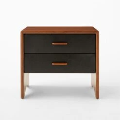 Ralston 2-Drawer Black Leather And Walnut Wood Nightstand 12 Ralston 2-Drawer Black Leather And Walnut Wood Nightstand -Home Furnishings Store RalstonWltNLthNghtstndSOSSS23