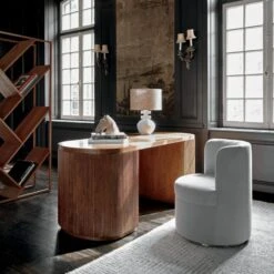 Reid Oval Brown Wood Storage Desk 13 Reid Oval Brown Wood Storage Desk -Home Furnishings Store ReidOvalDeskJL20 1x1