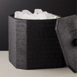 Rene Lacquered Linen Matte Black Ice Bucket -Home Furnishings Store ReneLcqrdLnnMttBlkIceBcktROS21