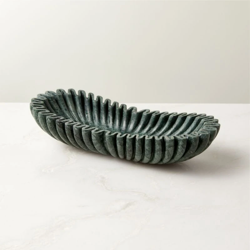 Reve Oval Fluted Green Marble Bowl 3 Reve Oval Fluted Green Marble Bowl