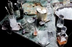 Daphne Glass Appetizer Plate Set Of 8 -Home Furnishings Store RoseQuartzServeTrayBlkWhtCcktlNpkMR19