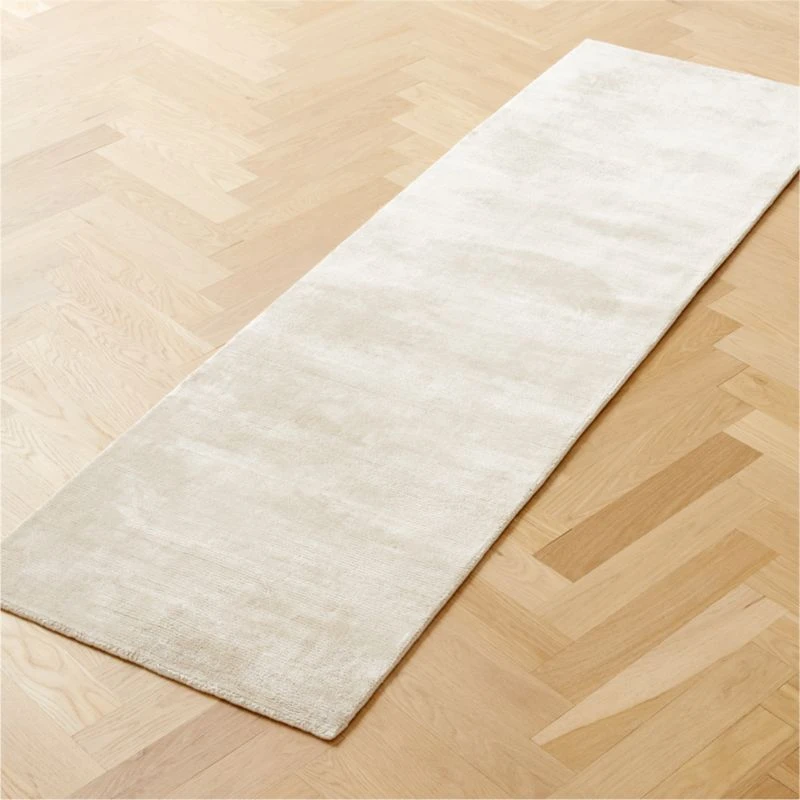 Rumiere Handloomed Ivory Viscose Runner Rug 2.5'x8' 4 Rumiere Handloomed Ivory Viscose Runner Rug 2.5'x8' - Image 2