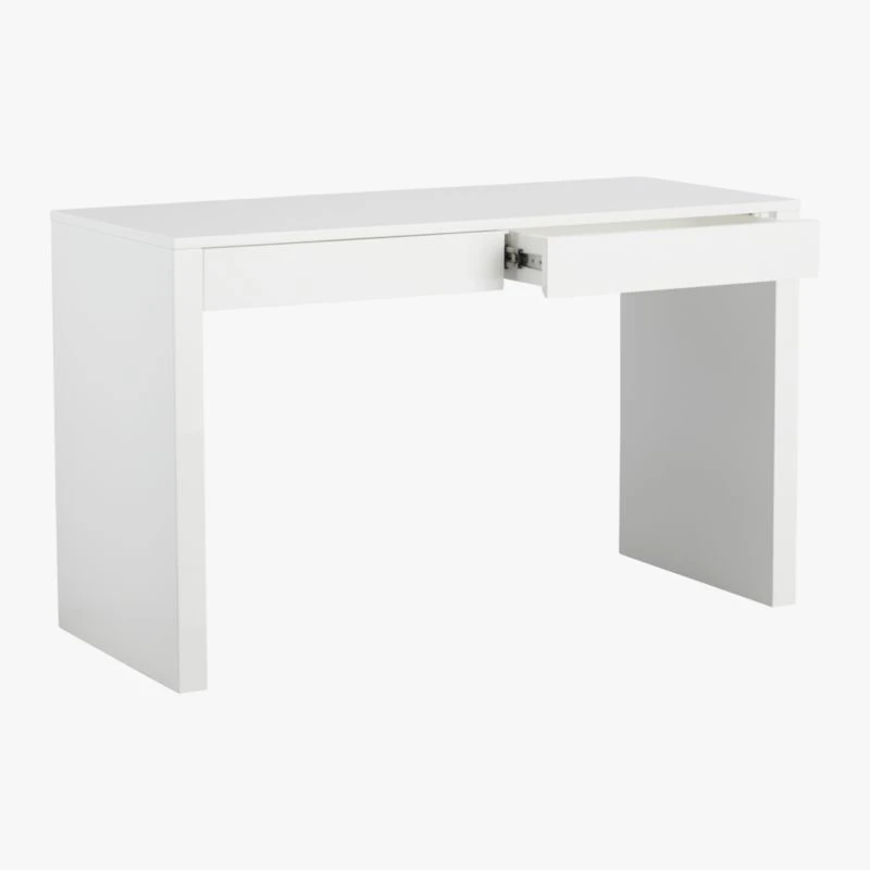 Runway 2-Drawer White Lacquered Wood Desk 8 Runway 2-Drawer White Lacquered Wood Desk - Image 6