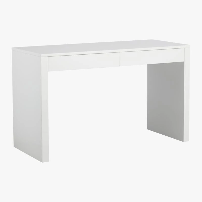 Runway 2-Drawer White Lacquered Wood Desk 7 Runway 2-Drawer White Lacquered Wood Desk - Image 5