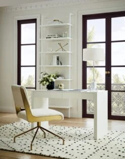 Stairway White Wall-Mounted Bookcase - 96" Height -Home Furnishings Store RunwayWhiteLacquerDeskAG18