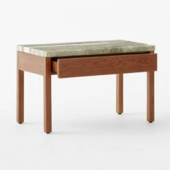 Ryne Oak Wood Nightstand With Marble Top -Home Furnishings Store RyneMarbleNightstand3QAVSSS23