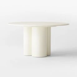 Sannois Round Lacquered Linen White Dining Table -Home Furnishings Store SannoisLcqrdLnDnngTableSDSSS22