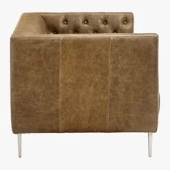 Savile Leather Tufted Apartment Sofa -Home Furnishings Store SavileAptSofaLthrSaddleSDF19