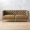 Savile Leather Tufted Apartment Sofa -Home Furnishings Store SavileAptSofaLthrSaddleSHF19 1x1