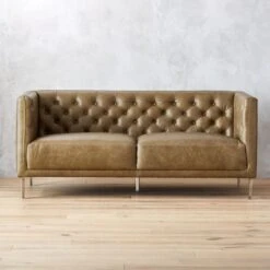 Savile Leather Tufted Apartment Sofa
