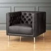 Savile Bello Black Leather Tufted Chair -Home Furnishings Store SavileChairLthrBlackSHF17 1x1