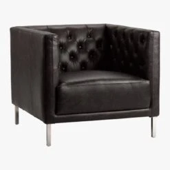 Savile Bello Black Leather Tufted Chair -Home Furnishings Store SavileLeatherChairSOF16