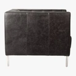 Savile Bello Black Leather Tufted Chair -Home Furnishings Store SavileLeatherChairSideF16
