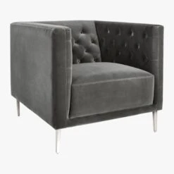 Savile Tufted Chair Luca Storm -Home Furnishings Store SavileStormVelvetChair3QFF19