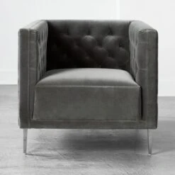 Savile Tufted Chair Luca Storm -Home Furnishings Store SavileStormVelvetChairSHF19 1x1