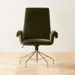 Saviti Olive Velvet Office Chair