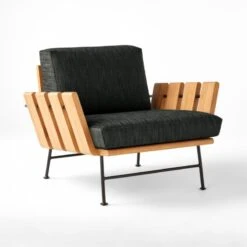 Seahaven Teak Outdoor Lounge Chair With Coal Perennials® Cushions -Home Furnishings Store SeahavenCoalLoungeChair3QSSS22