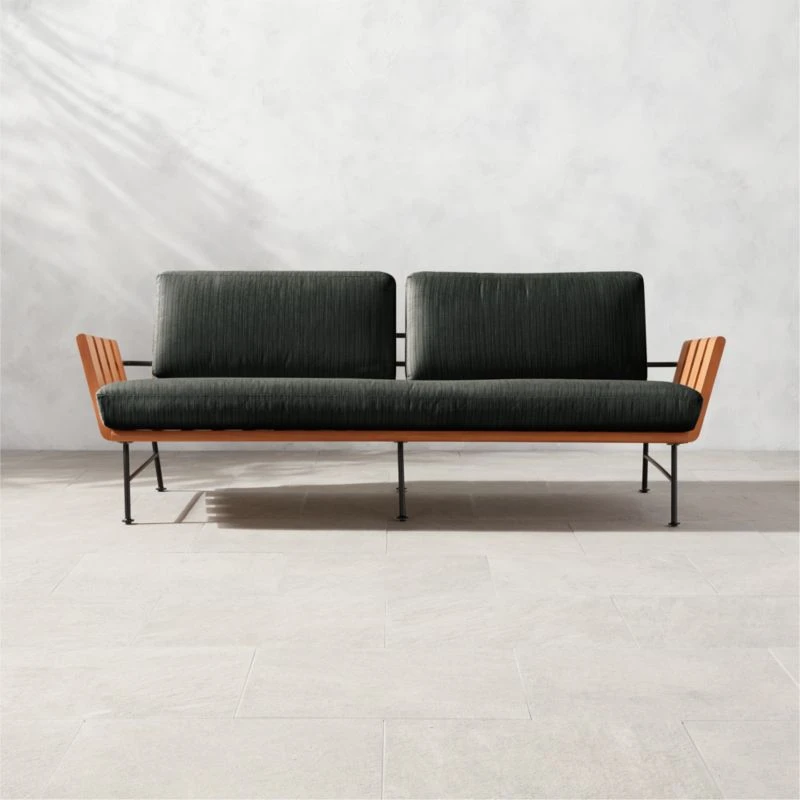 Seahaven Teak Outdoor Sofa With Coal Perennials® Cushions 3 Seahaven Teak Outdoor Sofa With Coal Perennials® Cushions