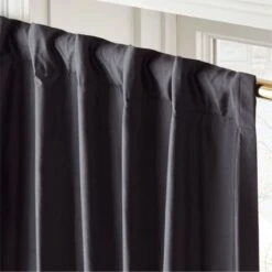 Seda Black Dupioni Silk Window Curtain Panel 48''x84'' -Home Furnishings Store SedaBlackSilkDp96PnlAV2SHS23