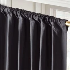 Seda Black Dupioni Silk Window Curtain Panel 48''x84'' -Home Furnishings Store SedaBlackSilkDp96PnlAVSHS23