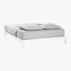Simple White Metal California King Platform Bed -Home Furnishings Store SimpleWhiteMetalBaseQ3QBF19