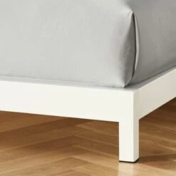 Simple White Metal California King Platform Bed -Home Furnishings Store SimpleWhiteMetalBaseROF19