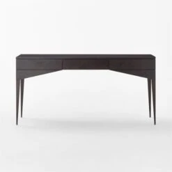 Spillo 2-Drawer Black Burl Wood Desk -Home Furnishings Store SpilloBurlWoodDeskSOSSF22