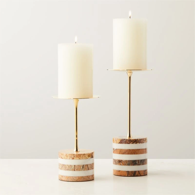 Stacked Marble And Brass Pillar Candle Holder Small 4 Stacked Marble And Brass Pillar Candle Holder Small - Image 2