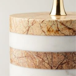 Stacked Marble And Brass Pillar Candle Holder Small 14 Stacked Marble And Brass Pillar Candle Holder Small -Home Furnishings Store StackedMrblStandSmallAV2SHF22