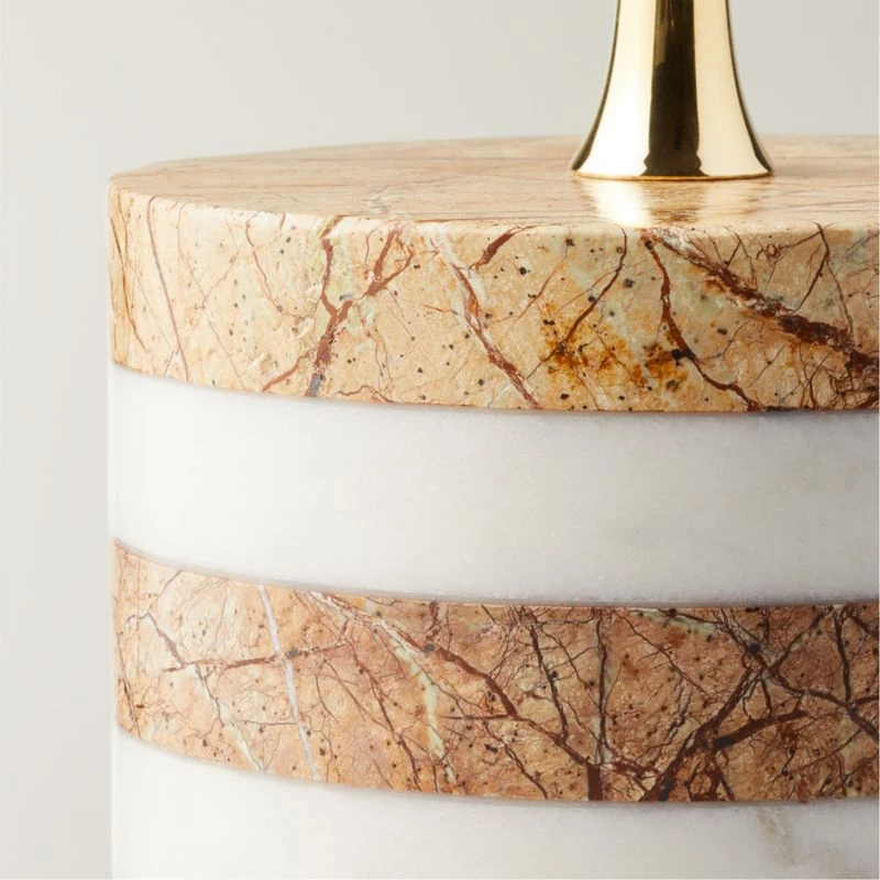 Stacked Marble And Brass Pillar Candle Holder Small 7 Stacked Marble And Brass Pillar Candle Holder Small - Image 5