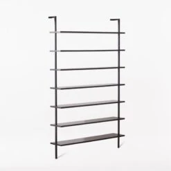 Stairway Wide Black Metal Wall Mount Bookshelf 96'' 11 Stairway Wide Black Metal Wall Mount Bookshelf 96'' -Home Furnishings Store Stairway96inWdShelvesBlk3QSSF21