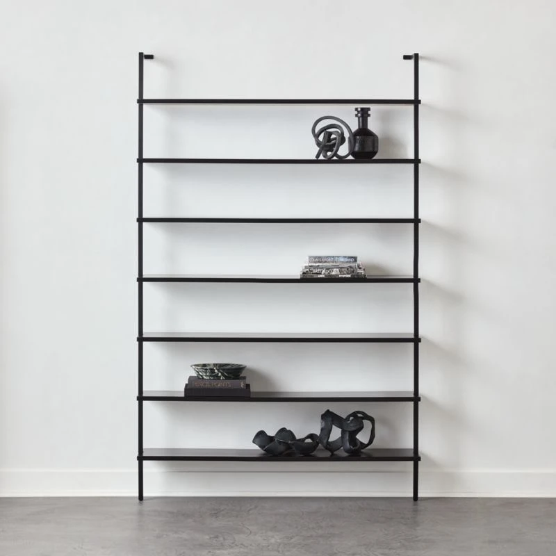 Stairway Wide Black Metal Wall Mount Bookshelf 96'' 4 Stairway Wide Black Metal Wall Mount Bookshelf 96'' - Image 2