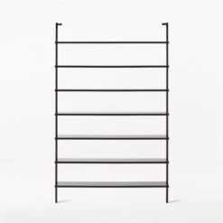 Stairway Wide Black Metal Wall Mount Bookshelf 96'' 10 Stairway Wide Black Metal Wall Mount Bookshelf 96'' -Home Furnishings Store Stairway96inWdShelvesBlkSOSSF21
