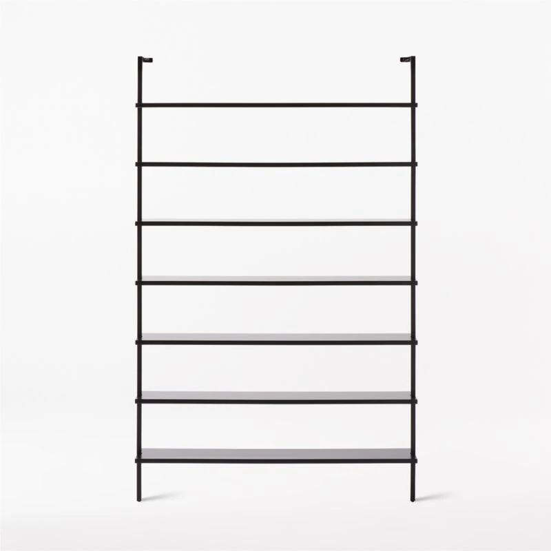 Stairway Wide Black Metal Wall Mount Bookshelf 96'' 5 Stairway Wide Black Metal Wall Mount Bookshelf 96'' - Image 3