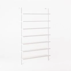 Stairway Wide White Metal Wall Mount Bookshelf 96'' 11 Stairway Wide White Metal Wall Mount Bookshelf 96'' -Home Furnishings Store Stairway96inWdShelvesWht3QSSF21