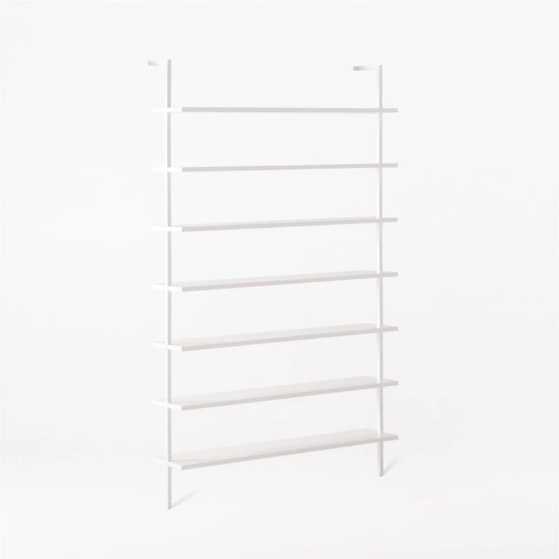 Stairway Wide White Metal Wall Mount Bookshelf 96'' 6 Stairway Wide White Metal Wall Mount Bookshelf 96'' - Image 4