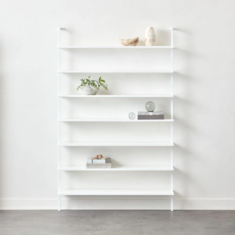 Stairway Wide White Metal Wall Mount Bookshelf 96'' 4 Stairway Wide White Metal Wall Mount Bookshelf 96'' - Image 2