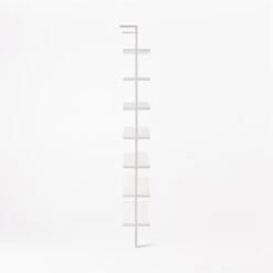 Stairway Wide White Metal Wall Mount Bookshelf 96'' 12 Stairway Wide White Metal Wall Mount Bookshelf 96'' -Home Furnishings Store Stairway96inWdShelvesWhtSDSSF21