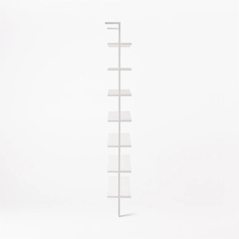 Stairway Wide White Metal Wall Mount Bookshelf 96'' 7 Stairway Wide White Metal Wall Mount Bookshelf 96'' - Image 5