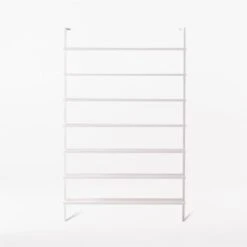 Stairway Wide White Metal Wall Mount Bookshelf 96'' 10 Stairway Wide White Metal Wall Mount Bookshelf 96'' -Home Furnishings Store Stairway96inWdShelvesWhtSOSSF21