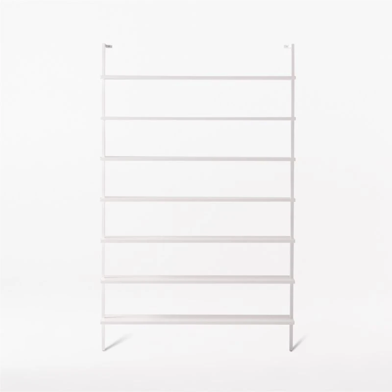 Stairway Wide White Metal Wall Mount Bookshelf 96'' 5 Stairway Wide White Metal Wall Mount Bookshelf 96'' - Image 3